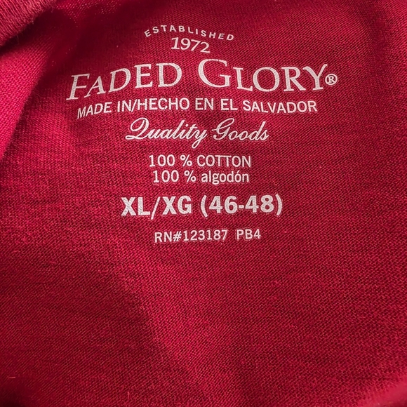 Faded Glory Red American Flag Tee 100% Cotton Red White Blue Patriotic XL 2011 - Picture 3 of 3